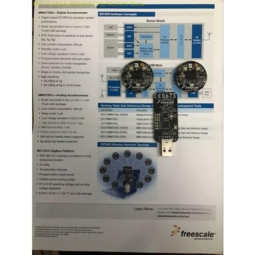 Zigbee Evaluation Development Board ZSTAR3 2.4 GHz MC13213 USB Stick+Sensor