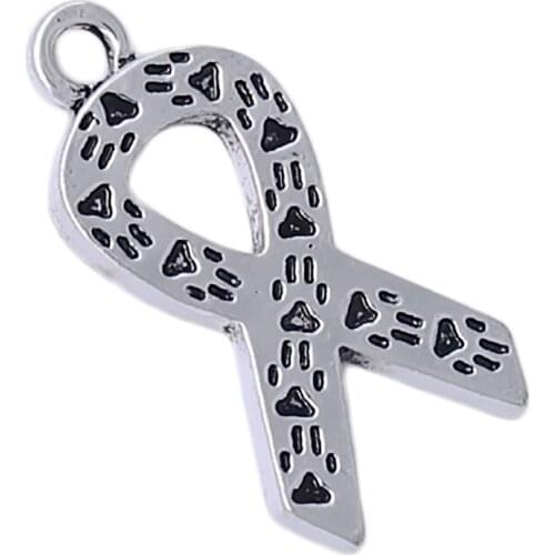 Popular Ancient Ribbon Metal Pendant Double-sided Carving Dog Paw Print Charm Prevention Pet Cancer Jewelry