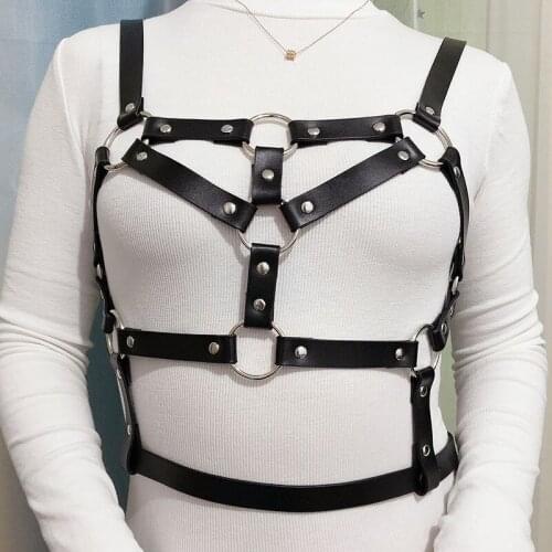 Usexy Women Leather Harness Fashion Lingerie Body Bondage Garters Belts Chest Straps Bustier Harajuku Goth Accessories портупея