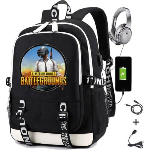 Playerunknowns Battlegrounds Printing PUBG Men Backpack Usb Charging Laptop School Bags Oxford Softback Laptop Travel Backpack