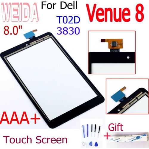 WEIDA New 8" For Dell T02D Venue 8 Touch Screen Digitizer Black T02D Screen Panel Glass 1920x1200 Venue 8 3830