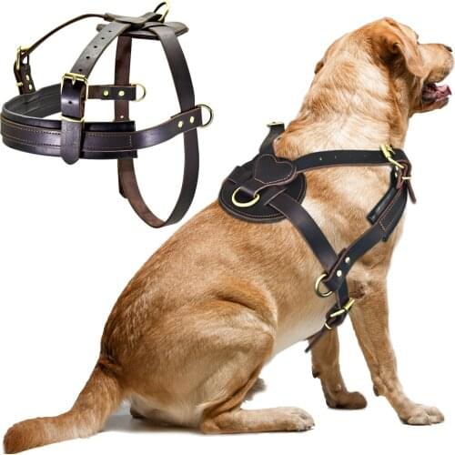 Soft Leather Big Dog Harness For Medium Large Dogs Pitbull Adjustable Pet Harness Vest Bulldog Husky Rottweiler Harnesses