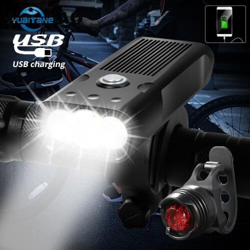 Super Bright Bicycle Light L2/T6 USB Rechargeable Power Bank 5200mAh 3 Modes Bike Light Waterproof Headlight and Bike Taillight
