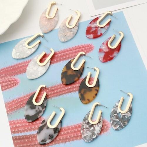 Vintage ZA Multicolored Oval Drop Earrings For Women Metal Dangle Shiny Christmas Gift Jewelry Trendy Bohemian Hot