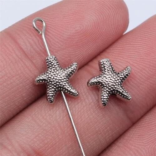 WYSIWYG 20pcs 10x10mm Antique Silver Color Starfish Beads For Jewelry Making DIY Jewelry Findings