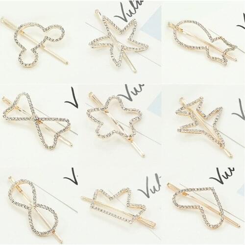 Imitation Pearl Crystal Letter Hair Clips For Ms Geometric Hair Barrette Handmade Hairpins A Variety Of Styles Hair Accessories