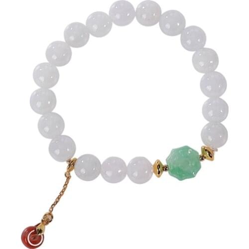 S925 sterling silver gold plated natural emerald southern red agate vintage gossip womens bracelet