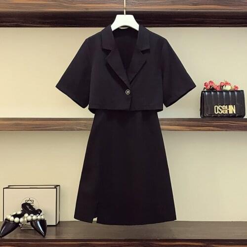 2021 Fall New Womens Elegant Two Piece Sets Long Double Breasted Coats and V-Neck High Waist Slim Temperament Dress Chic Suits