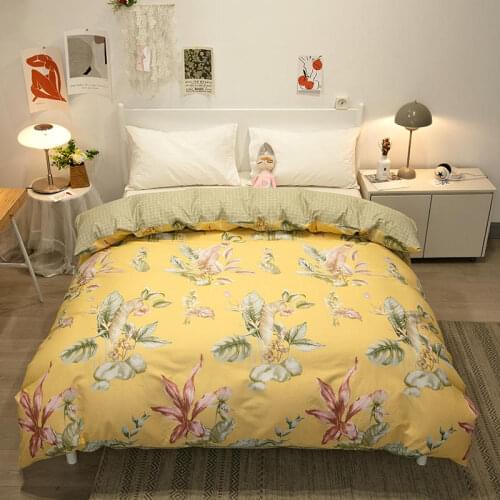 1 Pc Double Duvet Cover Cotton Queen Flower Pattern Comforter Cover For Autumn Funda Nordica Yellow Color King Size Quilt Covers