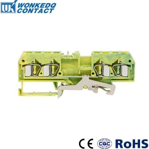 10Pcs 281-657 Connector DIN Mount Ground Spring Cage Connection Terminal Blocks 4 Conductor through