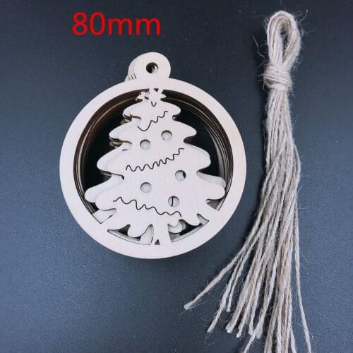 10Pcs Christmas Wood Chip Tree Ornaments Xmas Hanging Pendant Party Wedding Birthday Decoration Board Game Arts Crafts Gifts