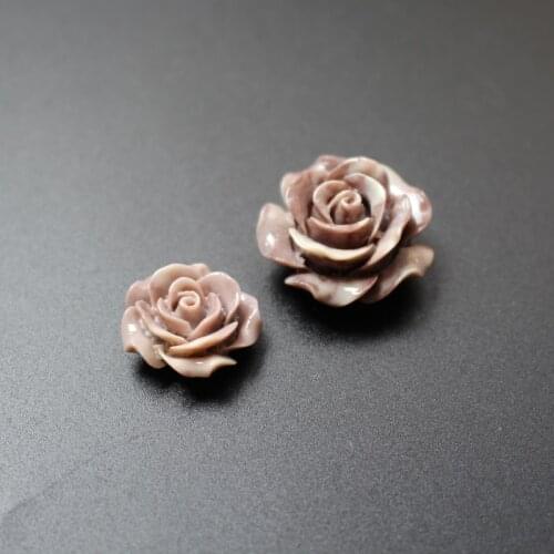 10Pcs/Lot 20mm 25mm Camelia Artificial Coral beads Coral flower beads Cabochon Double colored Brown for Jewelry making
