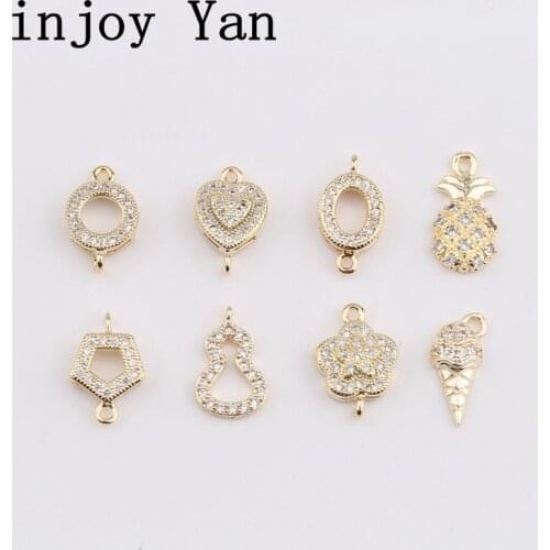 2pcs Copper Plated True Gold Stereo Square Double Crane Pentagram Zircon Pendant DIY Earrings Jewelry Material Accessories