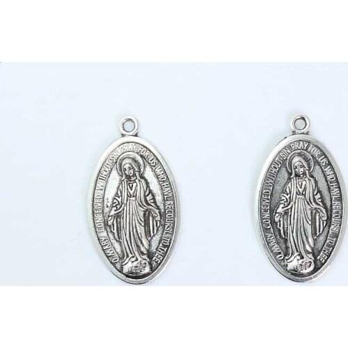 20pcs Antique Silver plated oval shape Tag Religious Charm DIY Jewelry Making Accessories