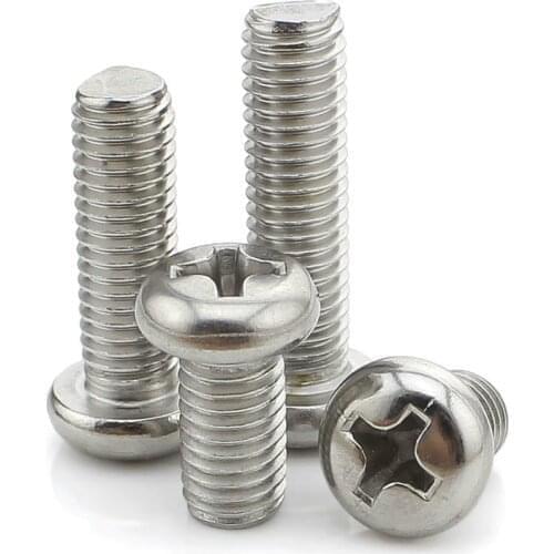 304 Stainless Steel Round Head Screws Cross Recessed Pan Head Screws M3*60