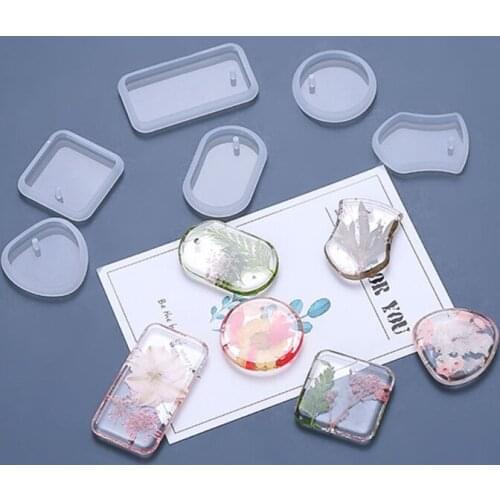 6 Pcs Keychain Epoxy Resin Mold Hanging Pendant Silicone Mould DIY Crafts Jewelry Necklace Casting Mold