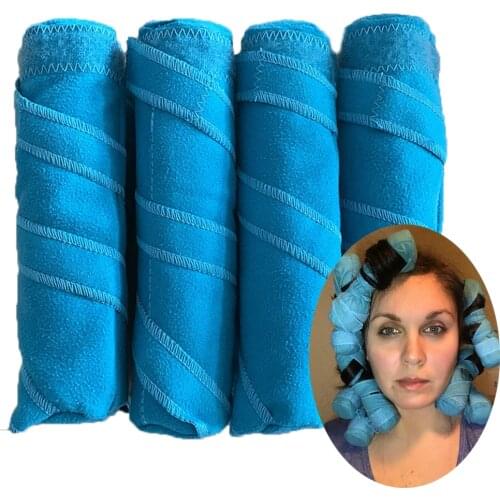 8/12pcs Hair Rollers Sleep Styler Kit Long Cotton Curlers DIY Magic Hair Dressing Charming Hairstyle Styling Tool Kit Blue Color