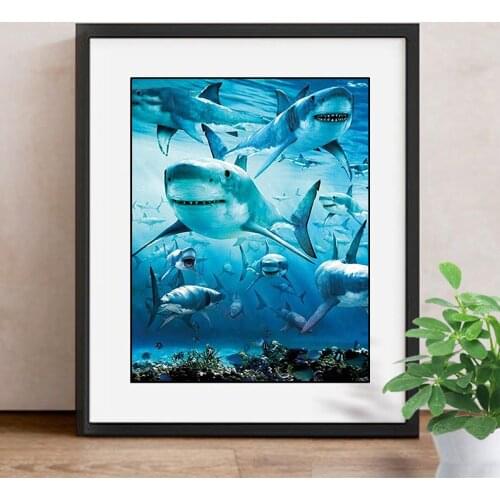Full Square Diamond Painting Shark 5D DIY Diamond Embroidery Animals Picture Of Rhinestones Diamond Mosaic