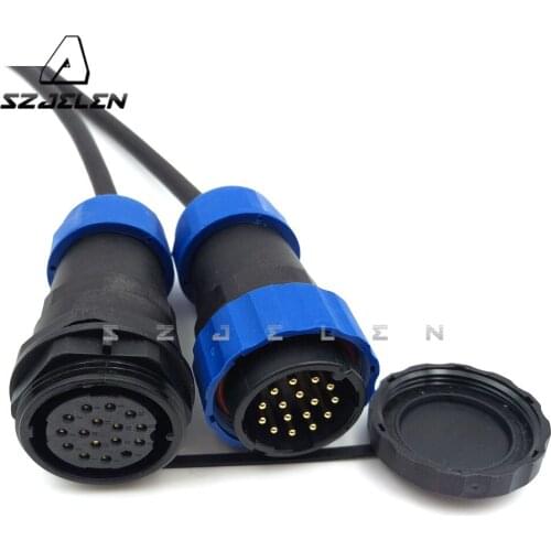 SD28TP-ZM , 16 pin Automotive Waterproof Connectors Plug Socket 28mm IP68, 16 pin connector female to male with wire