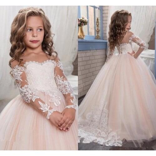 White flower girl dresses for wedding lace appliques beaded pageant gown Ball Gown holy communion dresses custom made