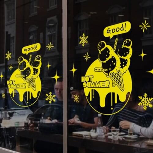 Free shipping Shop Sticker Ice Creams Cake Dessert Mural Art Wall Decal Window Stickers Glass Decoration