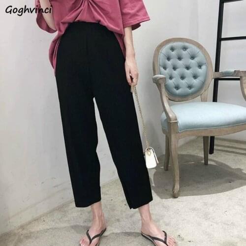 Wide Leg Pants Women Solid Plus Size 5XL Loose Pleated Leisure Chic Summer Ankle-length Trousers Womens Ins All-match Streetwear