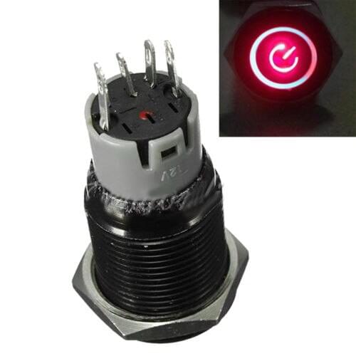 Black 16mm Red green blue white yellow Power Angle Eye 12V LED Push Button Metal Toggle Switch Sales