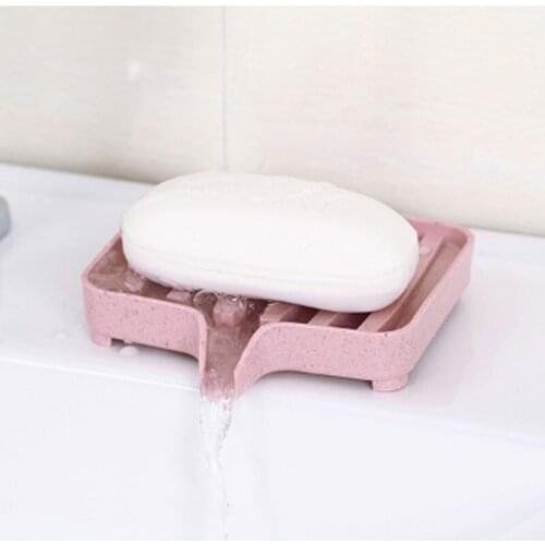 Wheat Straw Drain Soap Dish Holder Plastic Soap Tray Holder With Drainage Channels Stable Soap Box With High Chassis For Home