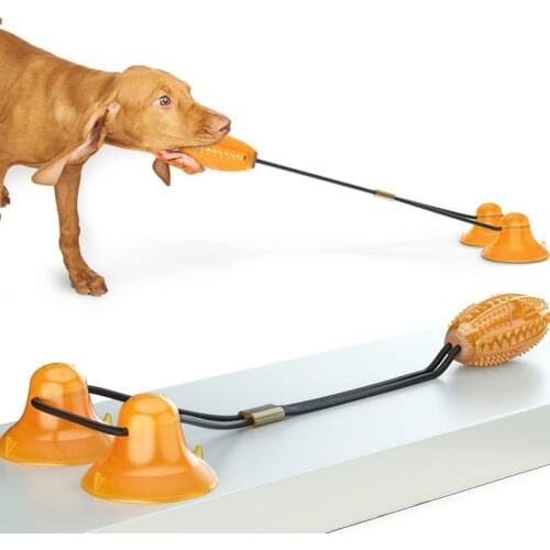 Double Suction Cup Orange Drawstring Ball B Type Dogs Toys Suction Cup + Molar Toy Combined Design Dog Oral Cleaning Toy
