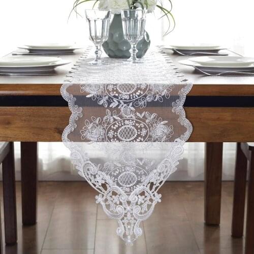 European Style Lace Embroidered Table Runner Rectangular Pointed Table Cloth Coffee Table Flag Simple TV Cabinet Cover Cloth
