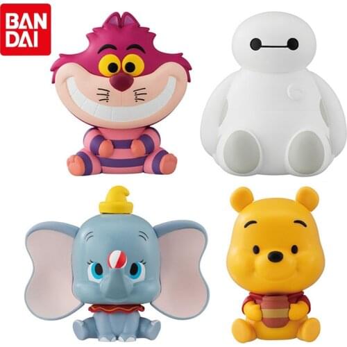 Bandai Genuine Gacha Disney Character doll 5 Pooh Bear Baymax Dumbo Cheshire cat Anime Action Figures Toys Gifts For Children