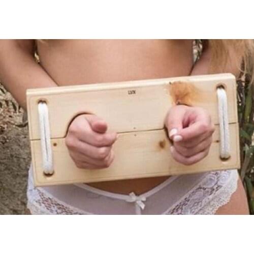 Fleece wooden wood Ankle Hand Cuffs BDSM fetish handcuff Bondage Set Bed Sex Bondage Restraints Toy