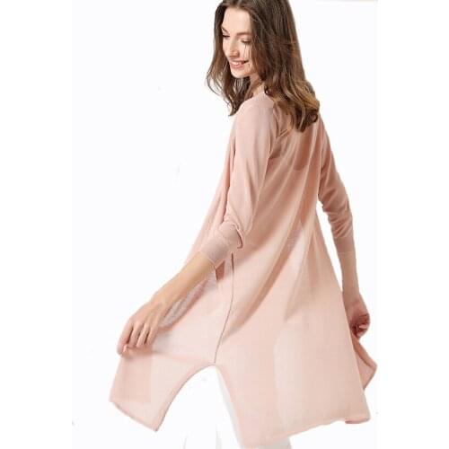 GABERLY Ice Silk Summer Knit Cardigan Womens Long Section Thin Section Outside Sweater Loose Brand Cardigans