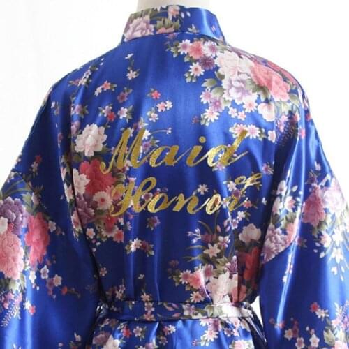 Letter Maid of honor Robe Cherry blossom Wedding dressing gowns Robe Sexy Bridal party Robe bridesmaid Robe bridal shower gift
