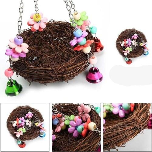 Pet Birds Nest Hammock Swing Toy Cockatiel Macaw Parrot Cage Hanging Chew Toys