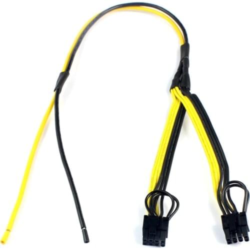 ITHOO Dual PCIe PCI-E Graphics Video Card 8pin 6+2pin DIY Splitter Power Cable Cord for Bitcoin Litecoin RIG Miner 12AWG+18AWG