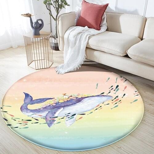 Carpet Baby Mat Childrens Flannel Carpet Non-slip Climbing Children Mat soft Living Room Pink Dolphin Pattern Animal Mat 2021