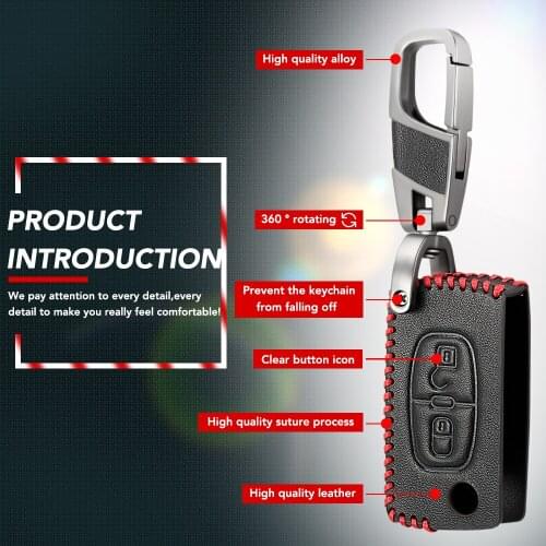 Leather Remote Car Key Case Key cover for Peugeot 208 207 3008 308 508 408 2008 407 307 206 2 Button Citroen Sega C5