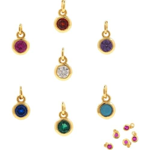 10PCS Small Round Pendant Beautiful Single Zircon Bracelet Necklace DIY Jewelry Making Mini Jewelry