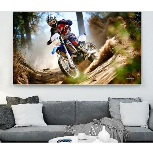 Motorcycle Mountain Bike Competition Wallpaper Art Canvas Poster Painting Wall Picture Print Home Bedroom Decoration Artwork HD