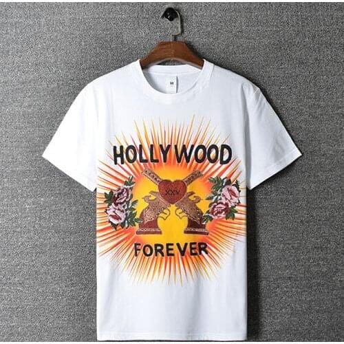 Men Novelty High New Hollywood Love flower T Shirts T-Shirt Hip Hop Skateboard Parkour Street Cotton T-Shirts Tee Top #G32