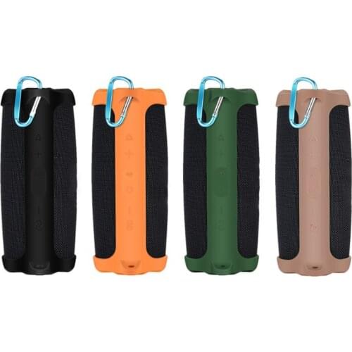 Soft Silicone Case Protective Cover With Carabiner Strap for -JBL Charge 5 Bluetooth Speaker