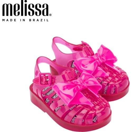 2021 New Mini Melissa Children Jelly Shoes Girls Bow Roman Baby Girl Sandals Breathable Bow Melissa Toddler Girl Shoes