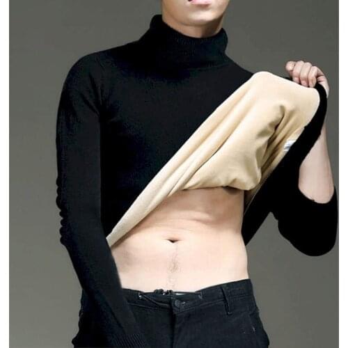 New Winter Velvet Sweaters Men Knitwears Thick Warm Solid Sweater Casual Turtleneck Pullovers Knitted Jersey Mans Tops Clothing