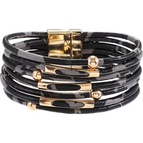 New autumn and winter leopard print bracelet high quality metal magnetic buckle leather bracelet