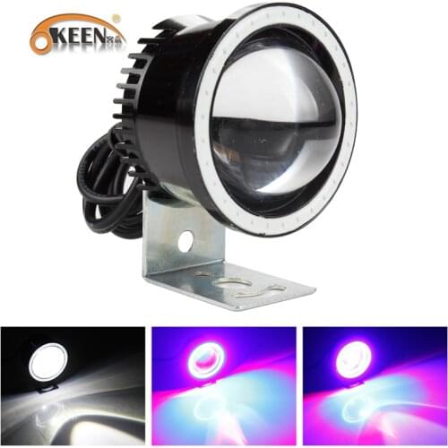 OKEEN Waterproof 2.5inches 24W LED Work Light 12V Angel Eyes Led Headlight for Motorcycle High Low Beam Flash Combo Headlamp 24V