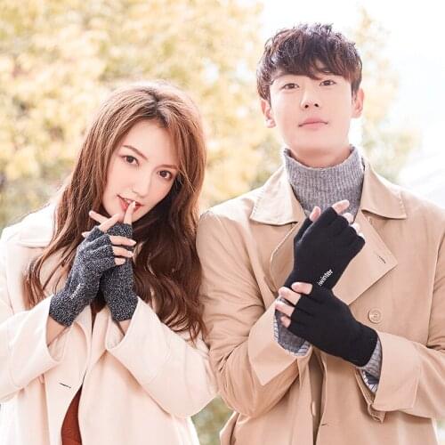 Half-finger Gloves for Men and Women To Keep Warm In Autumn and Winter, Couple Knitting Wool and Velvet Non-slip