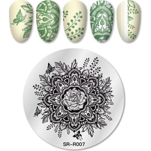 MEET ACROSS Round Nail Stamping Plates Flower Leaves Nail Art Image Stamp Template Plate Stencil Accessories Tool