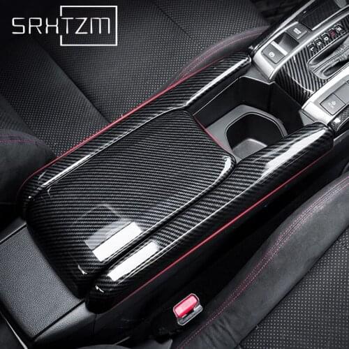 ABS Carbon Fiber Armrest Box Protective Cover Protective Cover Decorative Modification For Honda Civic 10th 2016 2017 2018 2019