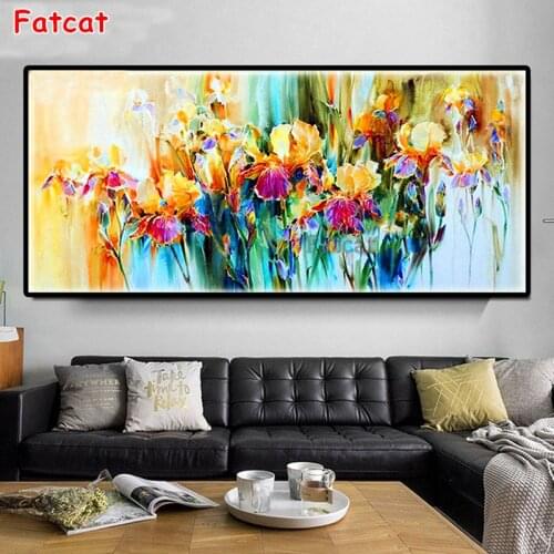 Sale abstract painting 5D DIY Diamond Painting irises Flower Diamond Embroidery Full square Drill Cross Stitch Home Decor PP1984